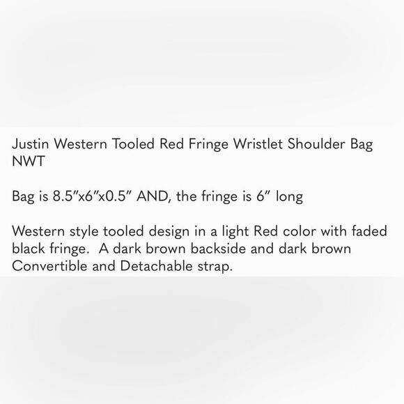Justin Western Tooled Red Fringe Wristlet Shoulder Bag - Picture 2 of 2